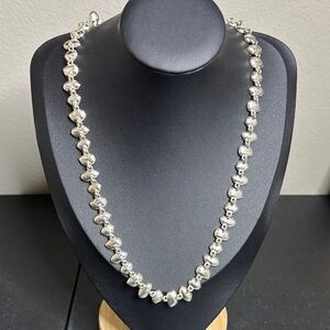 Silver Geometric Chip Beaded Choker Necklace